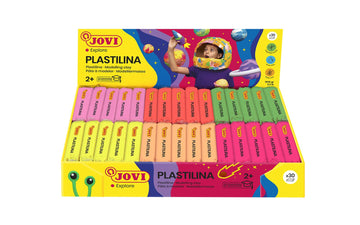 Jovi Plastilina Reusable Neon Non-Drying Modeling Clay; 1.75 Oz. Bars, Set Of 30, 5 Each Of 6 Neon Colors, Perfect For Arts And Crafts Projects