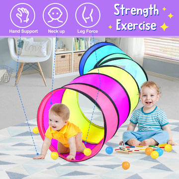 Colorful Baby Play Tunnel For Toddlers With Mesh Window, Cat Tunnel For Dogs Pets, Kids Crawling Tunnel Play Tent Pop Up Toddlers Tunnel Indoor Outdoor Toy Gift (Rainbow Baby Tunnel)