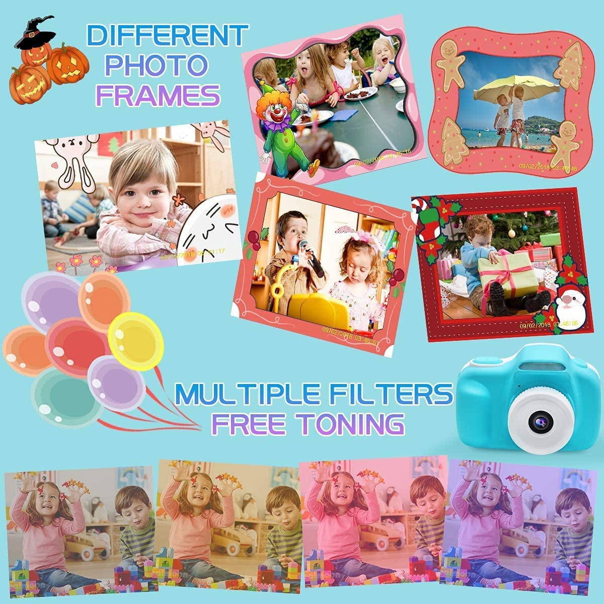 Camera With Flash For Kids Boys Age 3-9, Front Rear Dual-Lens Selfie Video Digital Camera For Preschool Children, Christmas Birt