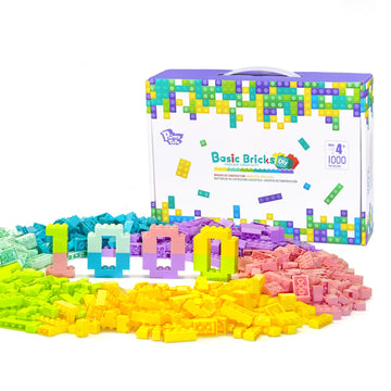 Pairez Toys Classic Building Bricks Playset, 1000 Pieces Bulk Blocks Set, Accessories Compatible With All Major Brands Parts And Pieces, Stem Toys For Kids 4+ Years Old (Pastel)