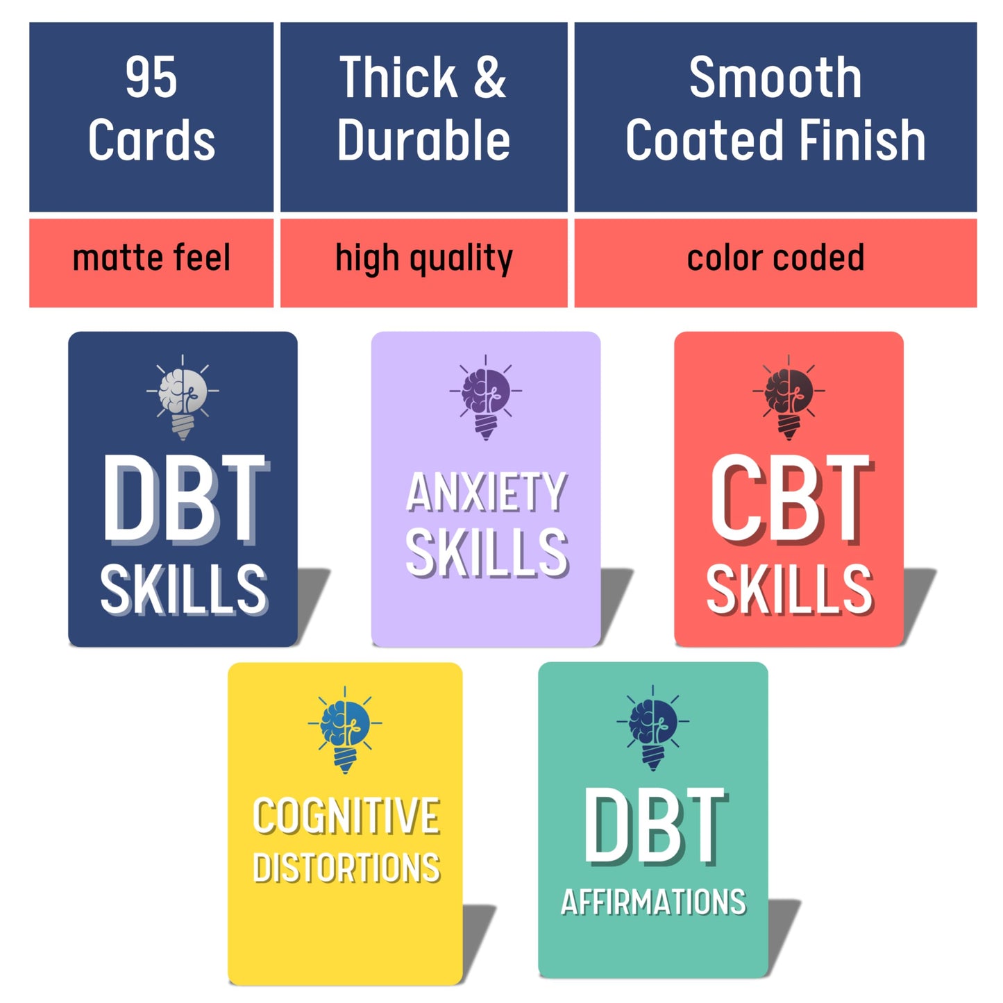 Dbt Flashcards - Dialectical Behavior Therapy Coping Skills Cards | Cbt Skills | Anxiety Coping Skills | Cognitive Distortions |