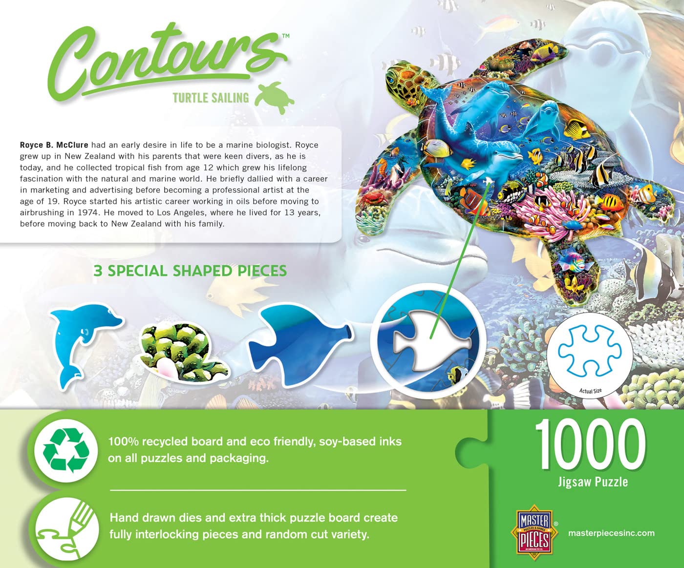MasterPieces 1000 Piece Jigsaw Puzzle - Turtle Sailing, 25.55"x20.42", Paper, Team Color, Model 72284