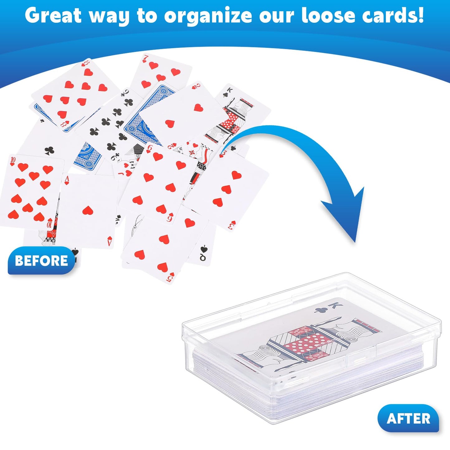 Vicenpal 120 Pcs Playing Card Box Trading Card Case Clear Card Deck Cases Card Storage Organizer Plastic Playing Card Case For B