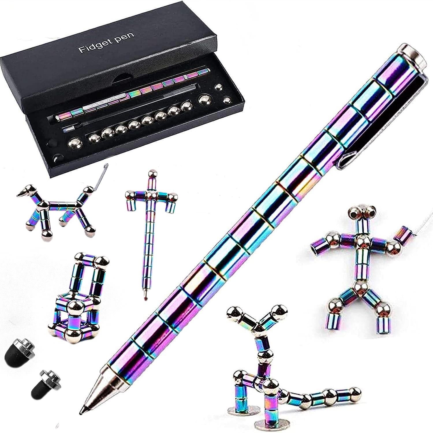 Decompression Magnetic Metal Toy Pen,Multifunctional Deformable Capacities Touch Screen Ballpoint PenIntellectual Learning and S