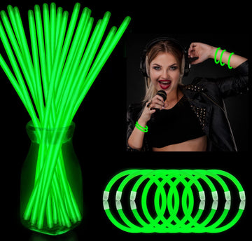 Yofobu Green Glow Sticks Light Up Bracelets Bulk 50Ct 8' Glowsticks Glow Necklaces With Connectors 4Th Of July Neon Party Supplies For Christmas St. Patrick’S Day Hawii Carnival Wedding Birthday