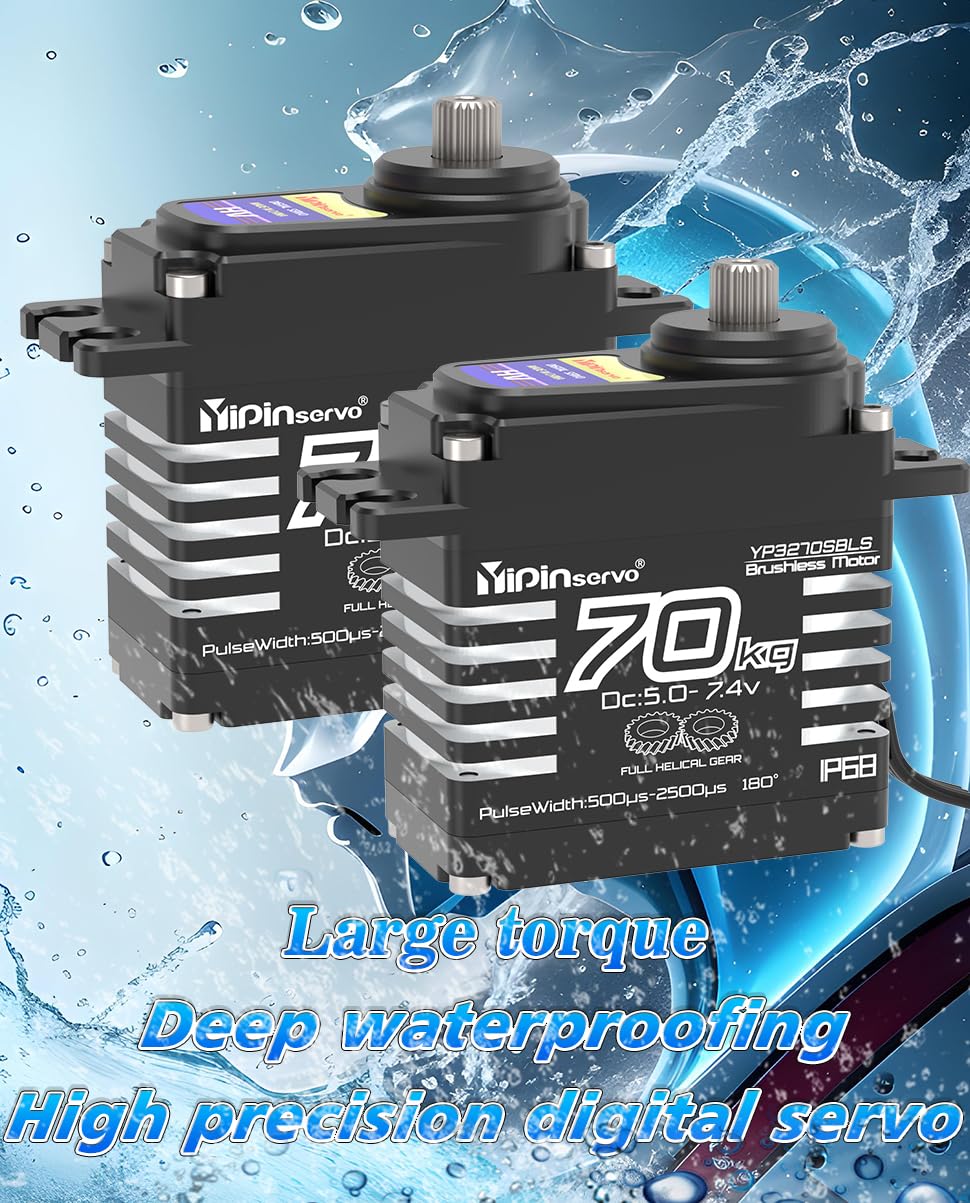 Rcmakl 70KG High Torque,GX3270BLS Digital RC Servo, 180/270/360 Degree Metal Gear, IP68 Brushless Motor, Black (270 Degree)