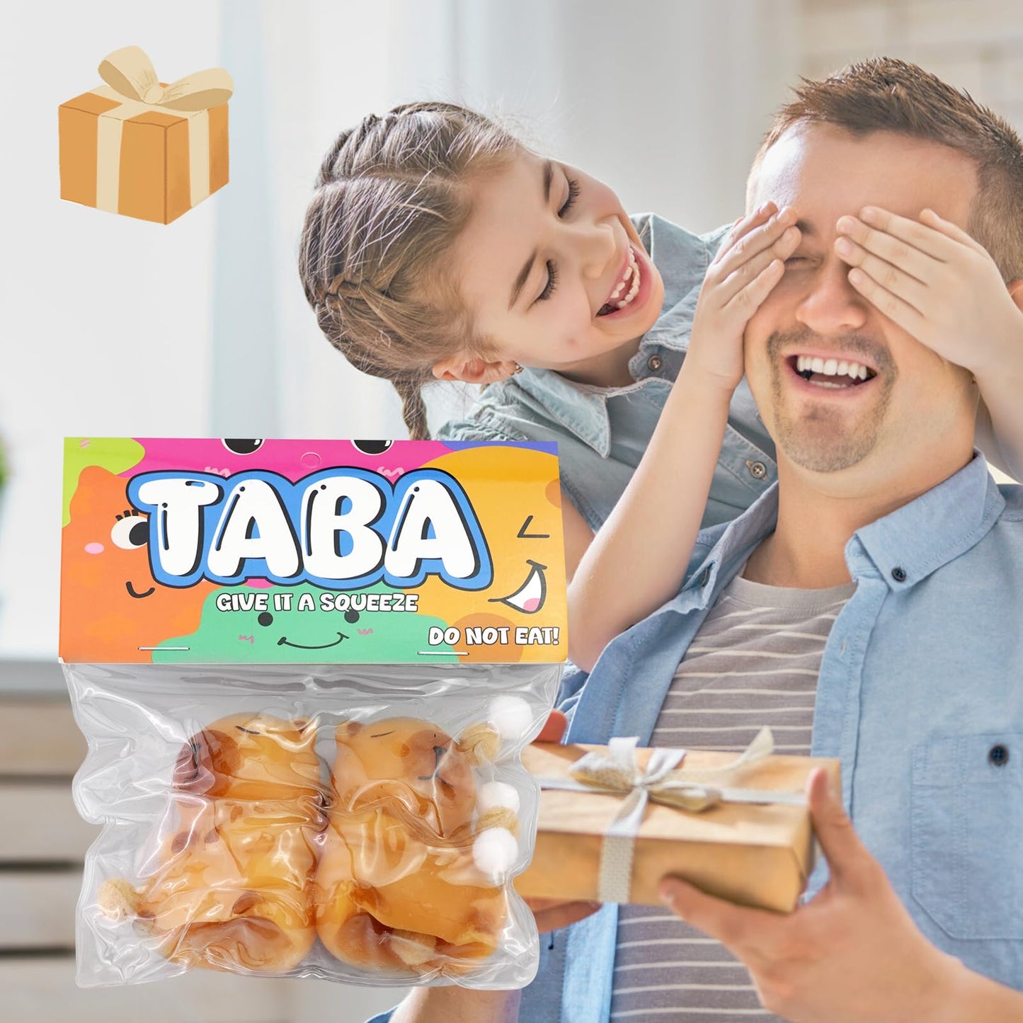 Taba Squishy Toys Valentines Cat Paw Cute Kawaii Squeeze Toys  Sticky Squishy Fidget Toys Silicone Squeeze Toy for Stress Relief Cute Soft Toys Best Valentines Gift for Anniversary (2pcs Capybara)