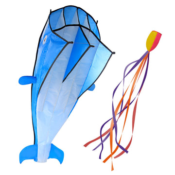 Large Dolphin Blue Kite, Frameless Soft Parafoil Giant 3D Kite Image Breeze Beach Kites For Outdoor, Beach