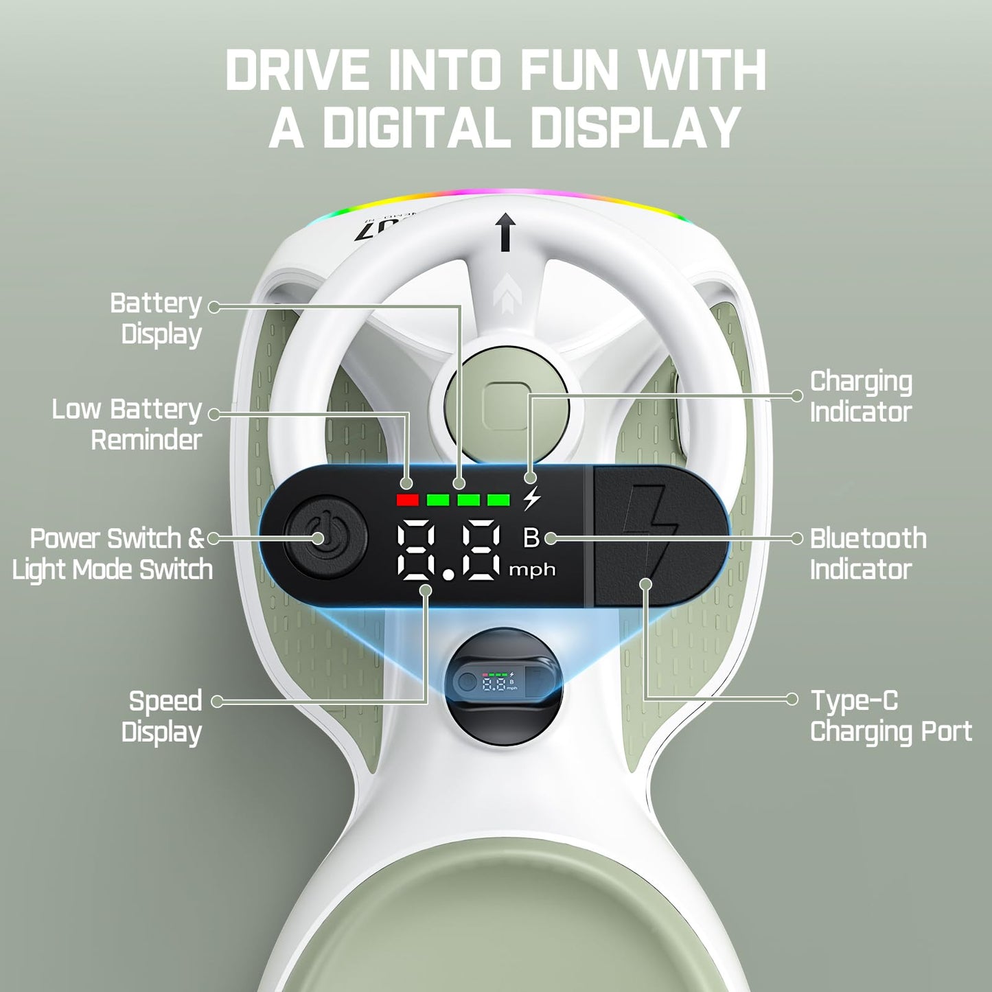 FanttikRide 12V N7 Ultra Electric Wiggle Car with Pedal, Kids Car, MagicMute Motor Swing Car, 2 Speeds, 9 Color Modes, Digital D