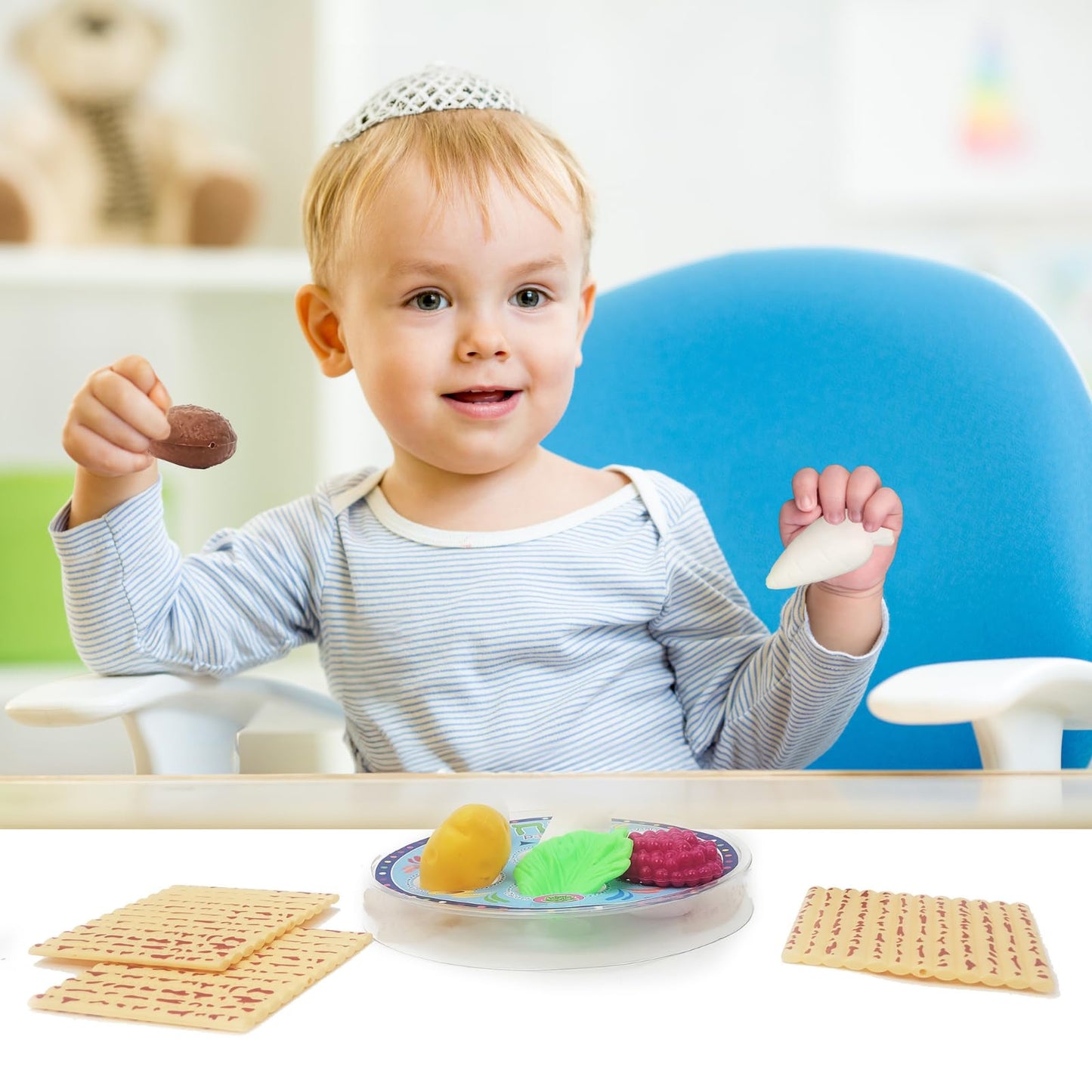 Rite Lite Passover Deluxe Play Seder Set , 10 Piece Gift Box Decor For Pesach Holiday - Fun For Kids And Family