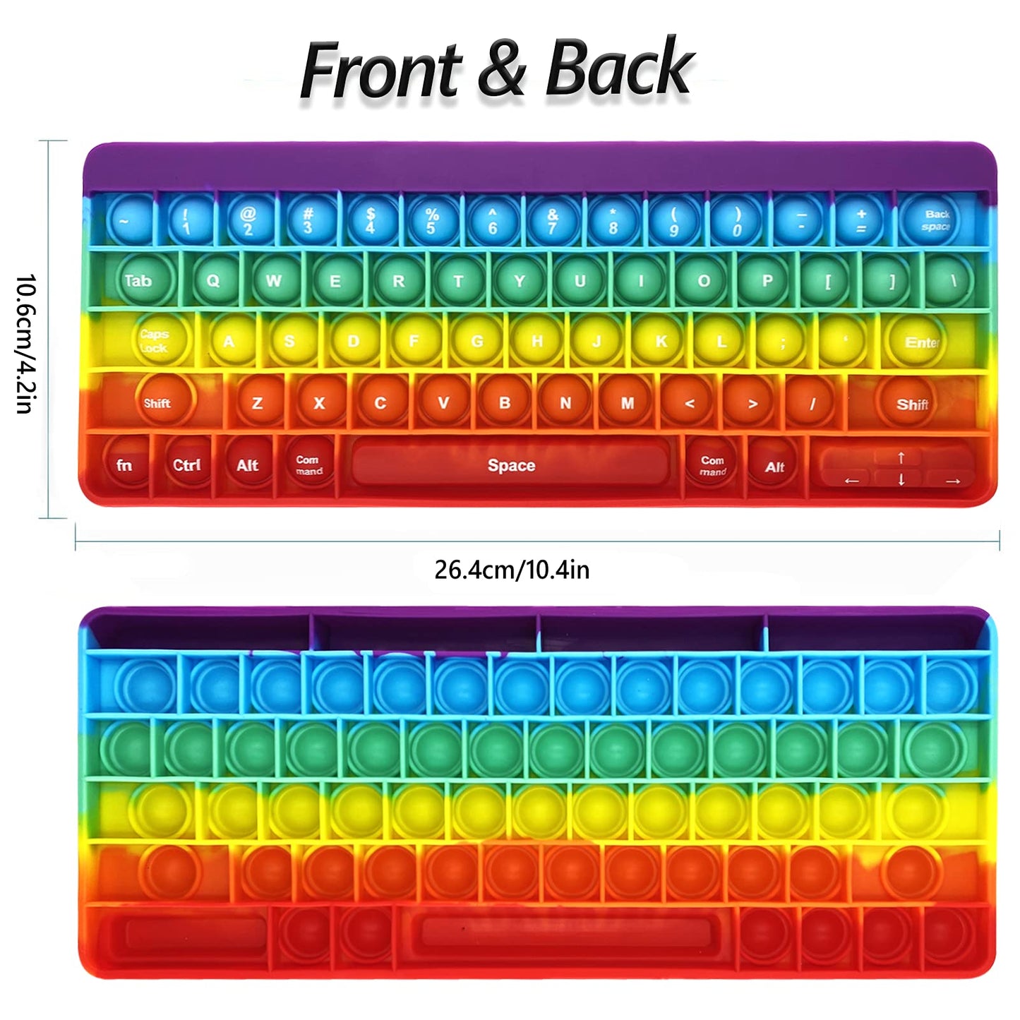 Exun Push Pops Bubble Fidget Sensory Toys Rainbow Popping Silicone Game Toy Anxiety & Stress Reliever Autism Toy For Kids And Adults Anxiety Adhd Add Autism (Keyboard)