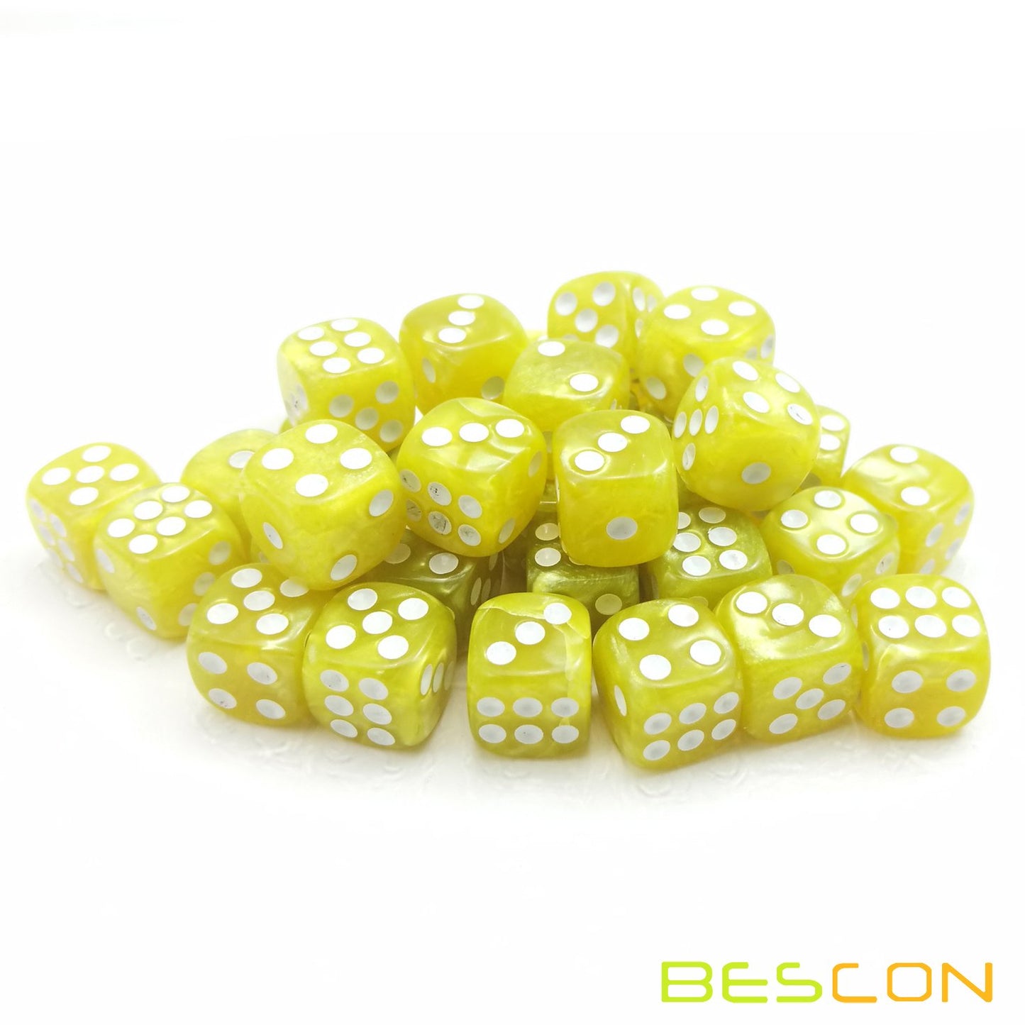 Bescon 12Mm 6 Sided Dice 36 In Brick Box, 12Mm Six Sided Die (36) Block Of Dice, Marble Yellow