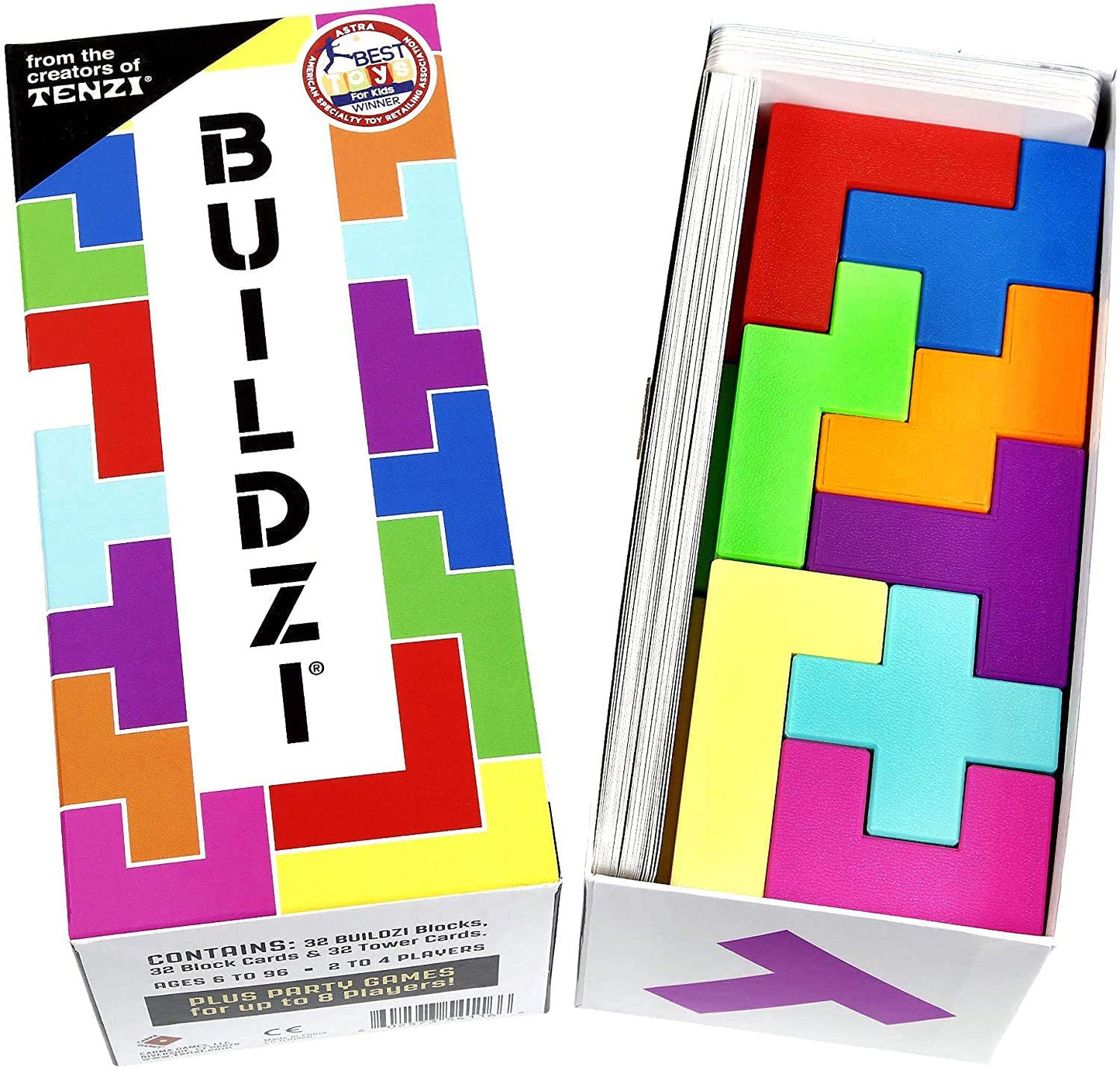 Tenzi Buildzi The Fast Stacking Building Block Game For The Whole Family - 2 To 4 Players Ages 6 To 96 - Plus Fun Party Games For Up To 8 Players - Perfect Kids Game For Game Night