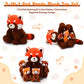 Syhood 5 Pcs Red Panda Stuffed Animal Toys Kids Valentine'S Day Gifts Favor Supplies Family Set 13 Inch Mommy Plush With 4 Cute