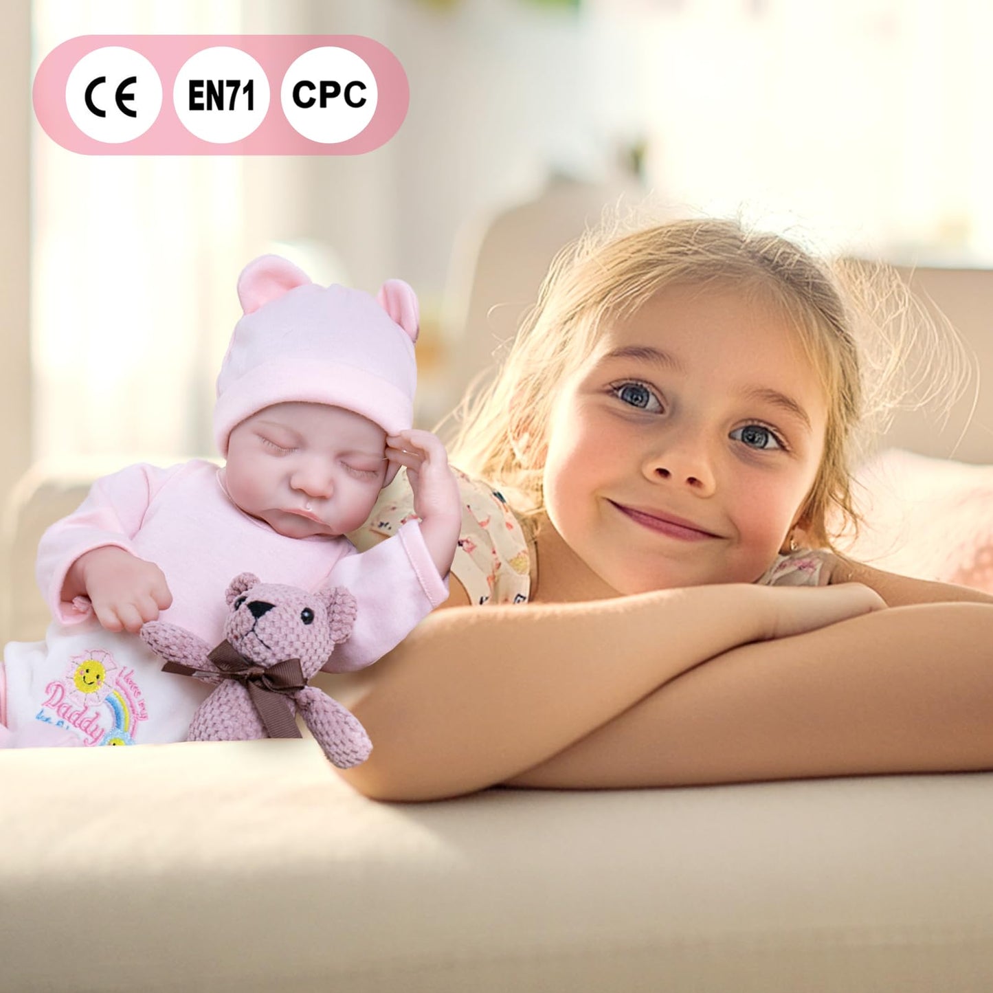 Aori Lifelike Reborn Baby Dolls,18-Inch Realistic Newborn Sleeping Baby Girl Doll, Nice Gift Set For Kids,Grandparents