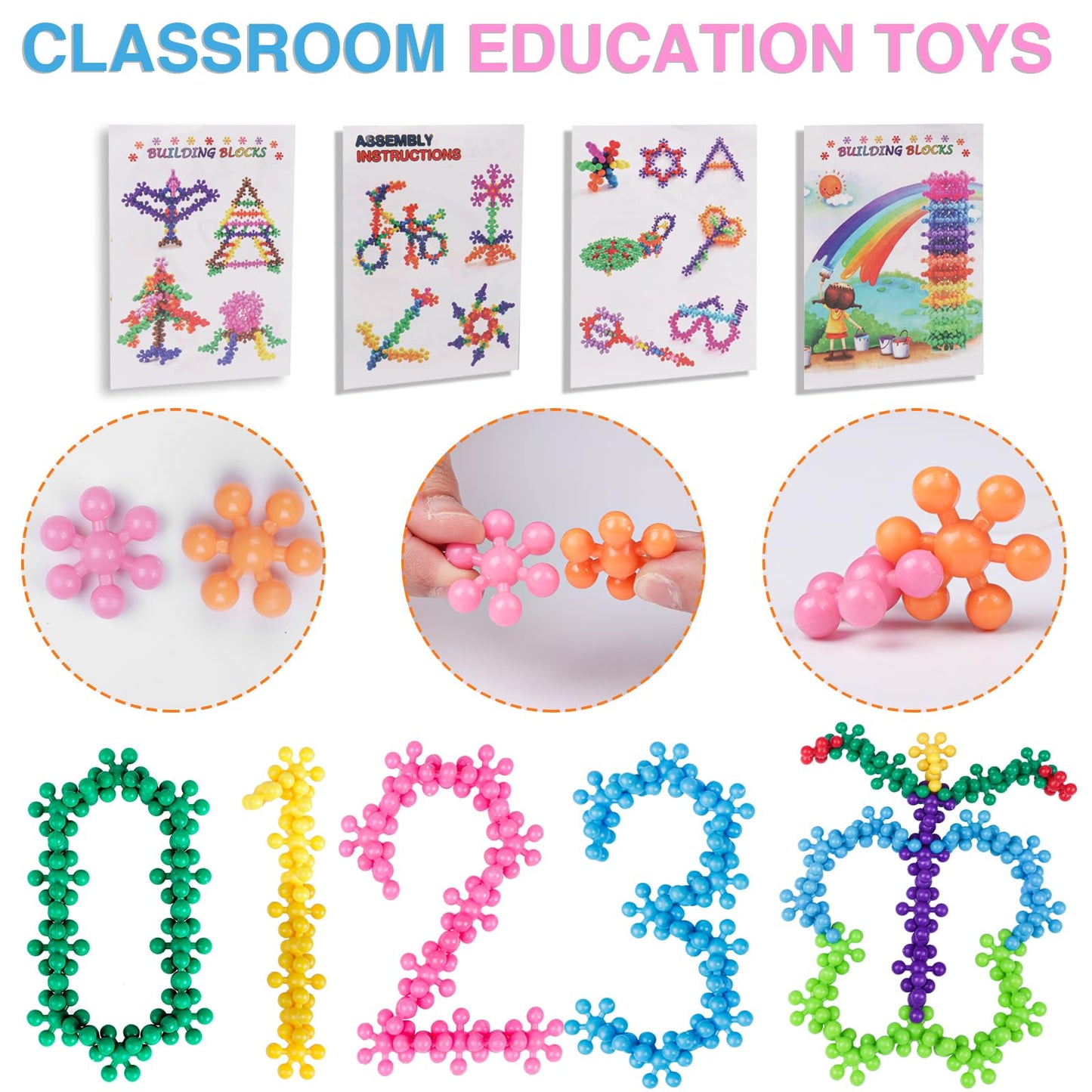 Neoact 200Pcs Building Blocks Kids Educational Building Toys Interlocking Plastic Connect Block Manipulatives For Preschool Kids