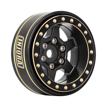 INJORA 1.0 Plus Brass Beadlock Wheel Rims 6-Spoke Wheels for TRX4M AX24 SCX24 FCX24 1/24 1/18 RC Crawler,42g/pcs (Black)