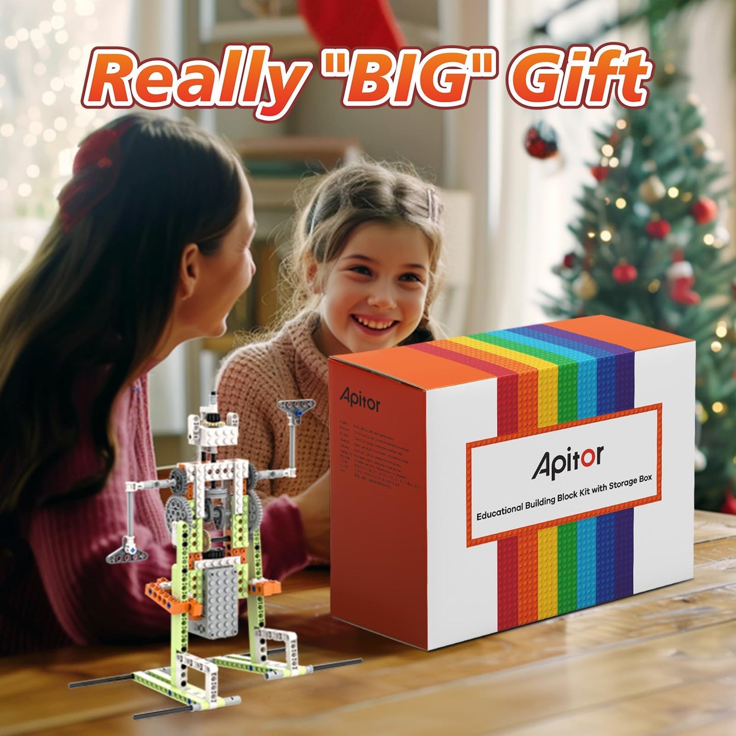 Apitor Robot E Stem Kits - Includes Large Storage Organizer, 14 In 1 Electric Building Toys With Learning Materials, Educational