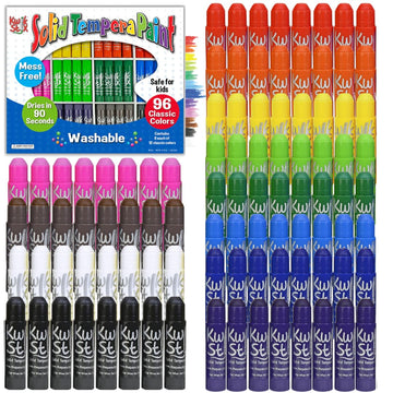 Kwik Stix Solid Tempera Paint Sticks, 96 Colors, Washable Paint Sticks for Kids, Super Quick Drying, Non-Toxic, Allergen Free, P