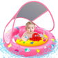 Baby Pool Float with Canopy, Inflatable Baby Swim Float with UPF50+ Sun Protection, Toddler Infant Pool Float with Toy Play Cons