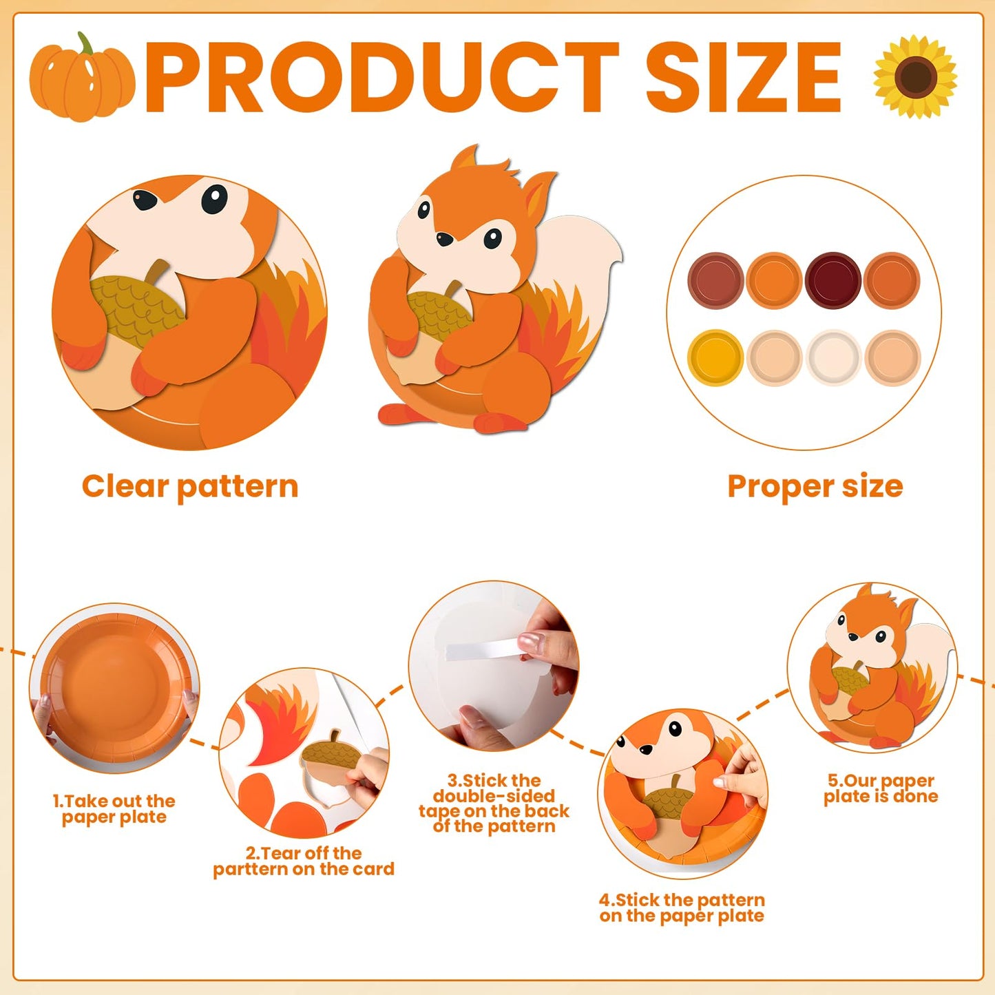 32 Sets Fall Craft Kits Autumn Party DIY Plate Art Craft Kits Fall Thanksgiving Educational Craft Decorations Make a Pumpkin Tur