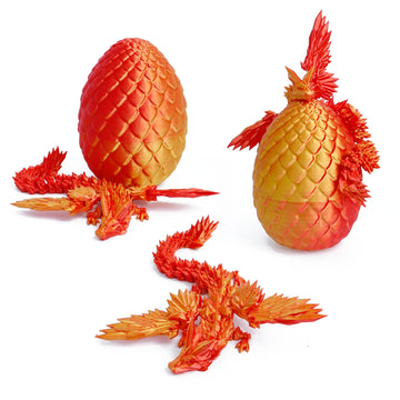 Flavery 3D Printed Flying Dragon In Egg - 9'' Flexible Winged Dragon Inside, Easter Egg, Colorful Fidget Toy, Birthday Gift, Des