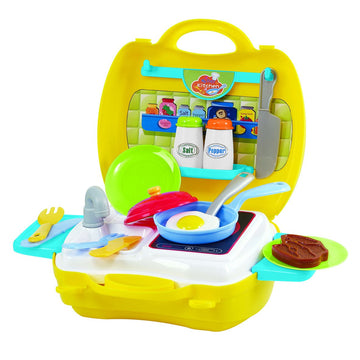 PlayGo My Carry-Along Kitchen Toy Set | Pretend Mini Chef Playset Fun Activity | Role Play Kitchen Accessories Children Kitchen 