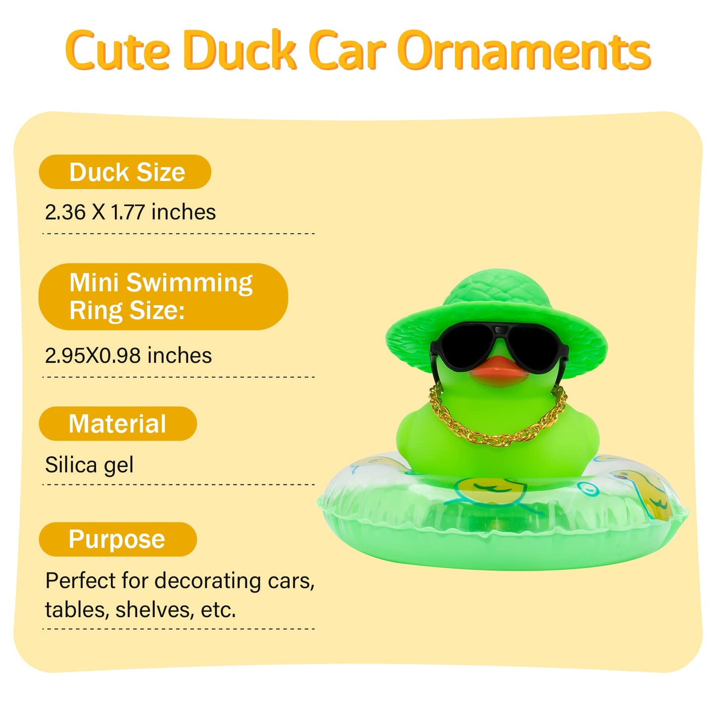 Wonuu Car Accessories Rubber Ducks Dashboard Decorations Rubber Duck Pink Accessories Dashboard Duck Car Decorations Car Ducks For Dashboard Car Duck Car Dashboard Decorations, Bg-Green-Strawhatgreen