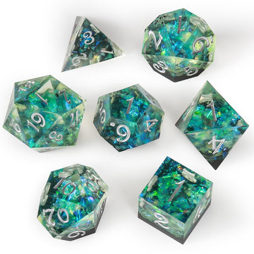 Oricraft Green Magic Dice Dnd Dice Set Dungeons And Dragons Polyhedral Role Playing Gaming Dices Green Underwater World D20 Dice