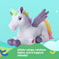 Dazmers Purple Unicorn Light Up Stuffed Animal Toy - Musical Plush with Flapping Wings for Kids - Small Size Magical Lights & Sounds