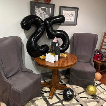 Paticool 25 Number Balloon Black, 40 Inch Large 25/52 Number Foil Mylar Balloons For 25Th Birthday Party Celebration Decorations