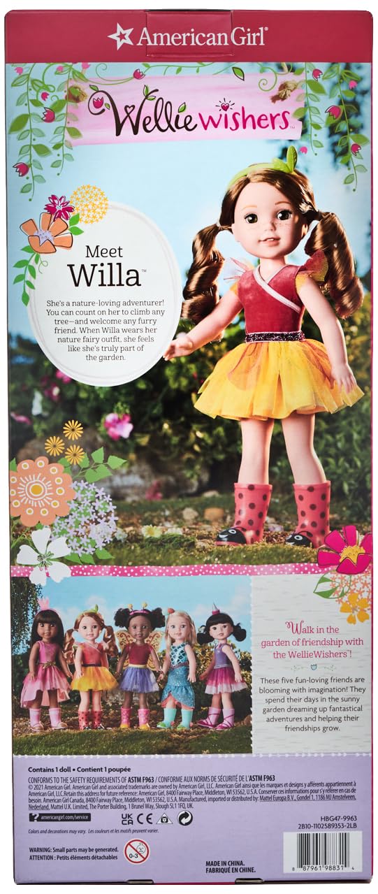 American Girl Welliewishers 14.5-Inch Willa Doll With Coral Leotard, Mesh Skirt, Headband, And Boots, For Ages 4+