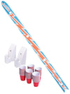 Gopong Slamski - Retro And Vintage Wood Design 4 Person Drinking Ski With 50 Plastic Shot Glasses