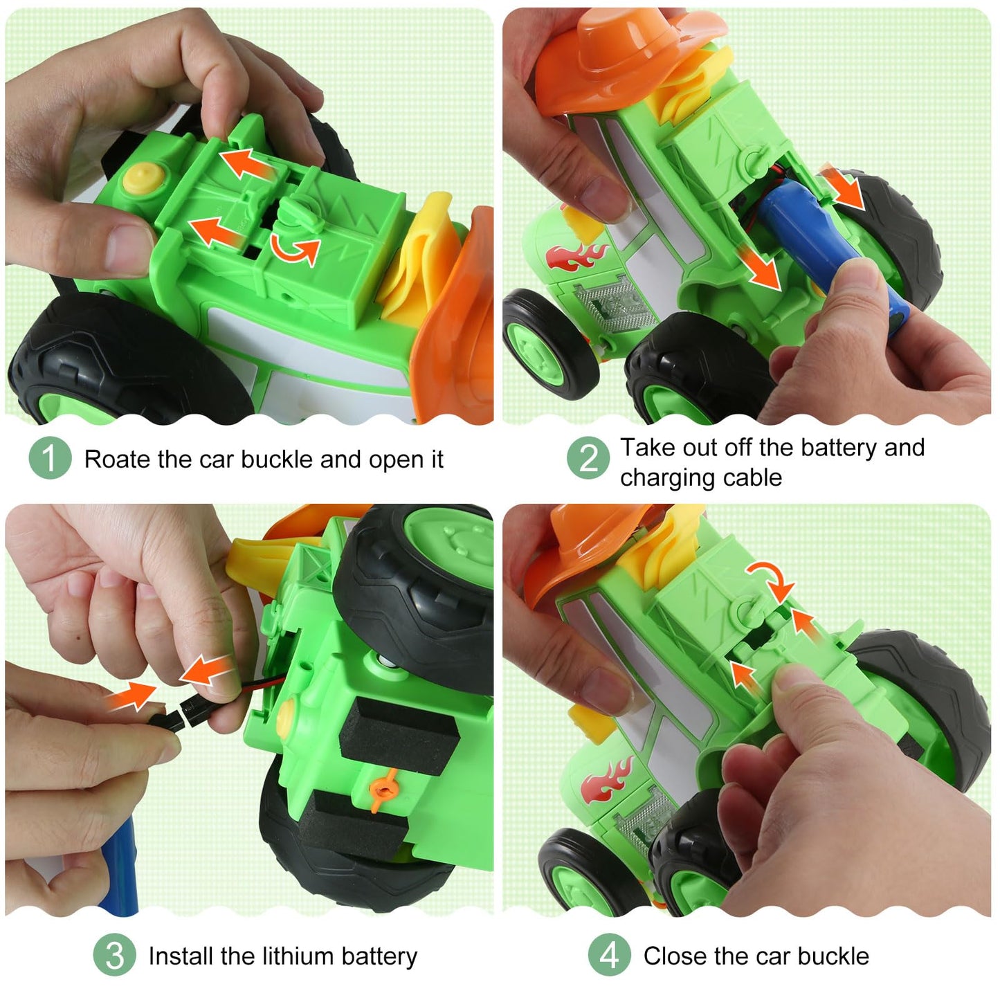 Crazy Jumping Car Toys, Remote Control Car for Kids, Boy Toys Stunt Car with LED Light Music, Rechargeable RC Car, Birthday East