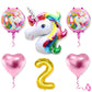 Mystic Toy Store 2Nd Unicorn Balloons For Birthday Decoration Kit Pink White 2 Year Old Baby Boys Girls Kids 5 Pcs Unicorn Theme