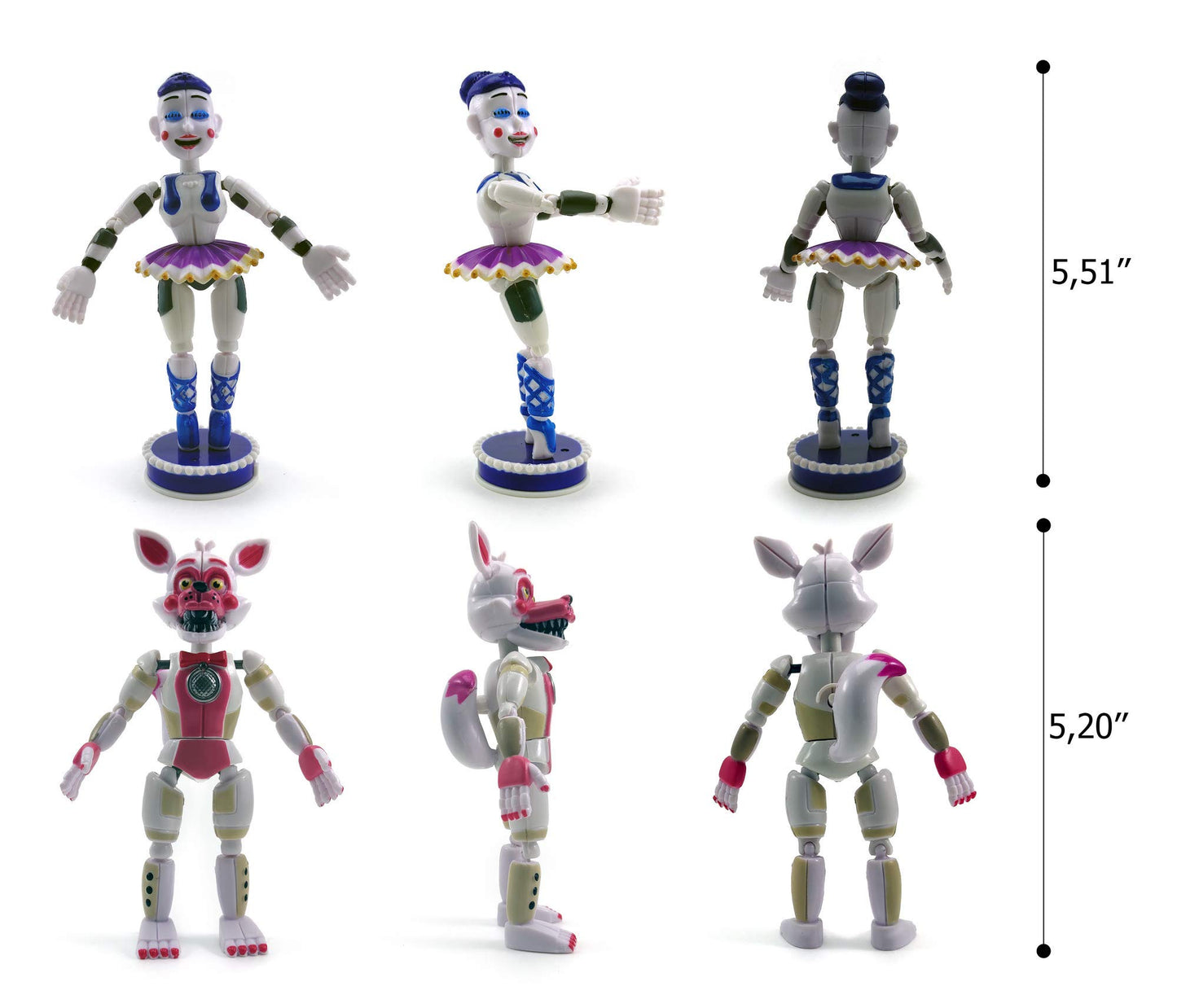 Toysvill Inspired by FNAF Sister Location Action Figures Toys (Set of 5 pcs)  More Than 5 inches [Funtime Freddy Bear  Circus Baby  Ennard  Ballora  Funtime Foxy]  Fun Action Simulator