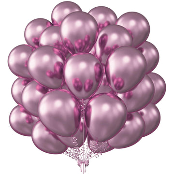 Kalor 12 Inch Metallic Pink Balloons, 50 Pcs Latex Helium Metallic Balloons For Kid'S Birthday Party, Baby Shower, Wedding, Graduate Party Decorations