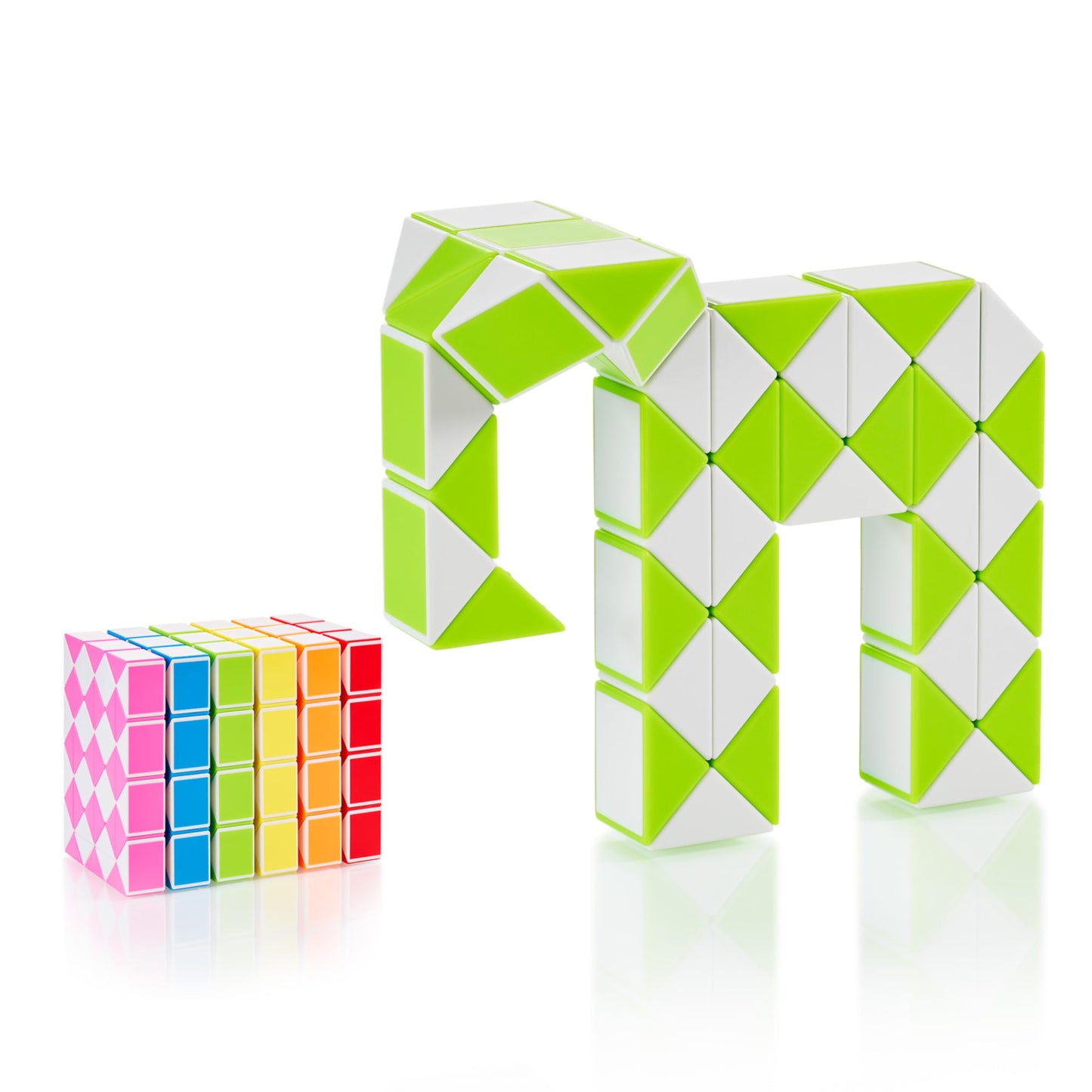 Cubidi® Magic Snake Cube | Fidget Snake Toy For Kids | Travel Toys For Kids Ages 4-8 | Great Gift For Boys And Girls Birthday, Christmas, Stocking Stuffers - 48 Blocks | 0.9 Inch X 0.7 Inch | Green