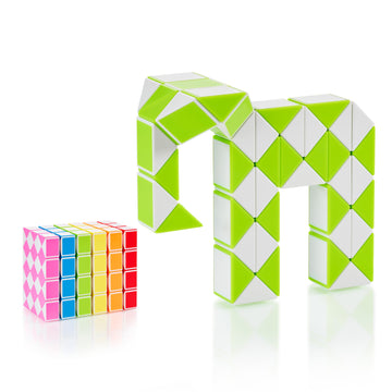 Cubidi® Magic Snake Cube | Fidget Snake Toy For Kids | Travel Toys For Kids Ages 4-8 | Great Gift For Boys And Girls Birthday, Christmas, Stocking Stuffers - 48 Blocks | 0.9 Inch X 0.7 Inch | Green