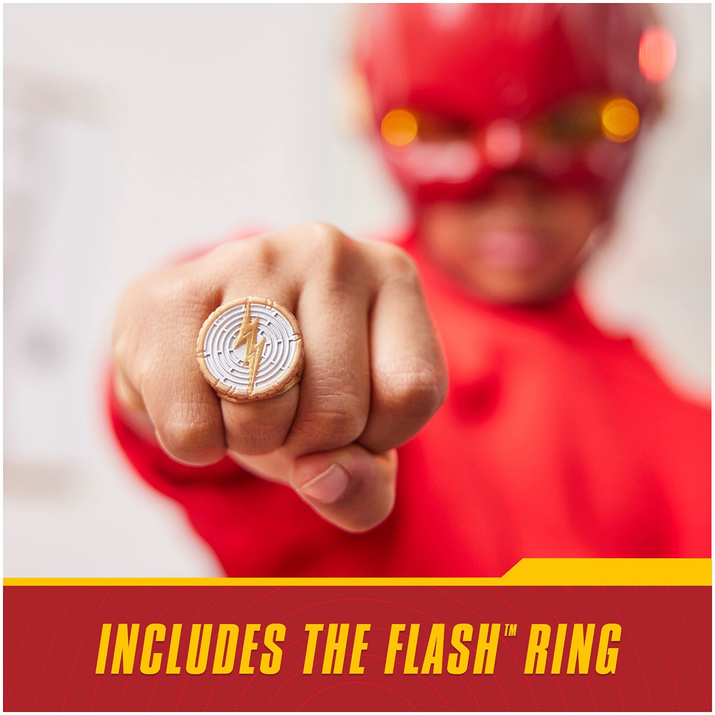 DC Comics, The Flash Hero Set, Iconic Mask with Visor and Ring, 10+ Unique Sounds and Lights, The Flash Kids Roleplay Costume fo