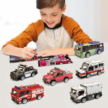 Playhiland 3D Wooden Puzzle Car for Adults Teens - 6 PCS STEM Kits for Teens Kids, Science Kits with Wood Model Car Building, Ed