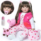 Icradle Cute 24 Inch 60 Cm Reborn Baby Doll Long Hair Girl Doll Soft Silicone Baby Real Life Baby Toddler Doll Toy For Ages 3+ (
