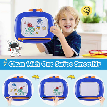 Smasiagon Toddler Toys Magnetic Drawing Board - Doodle Painting Board Pad Educational Learning Toys For 1 2 3 Year Old Boys Girls Christmas Birthday Gifts - Dark Blue