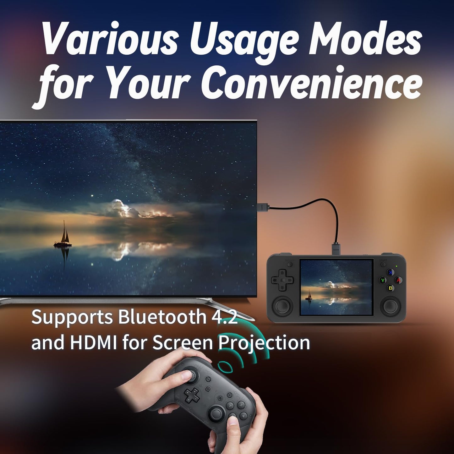 Rg35Xx H Retro Handheld Game Consoles Rg35Xxh Retro Gaming Console With 64 Tf Card 3300Mah Battery Linux System 3.5-Inch Ips Scr