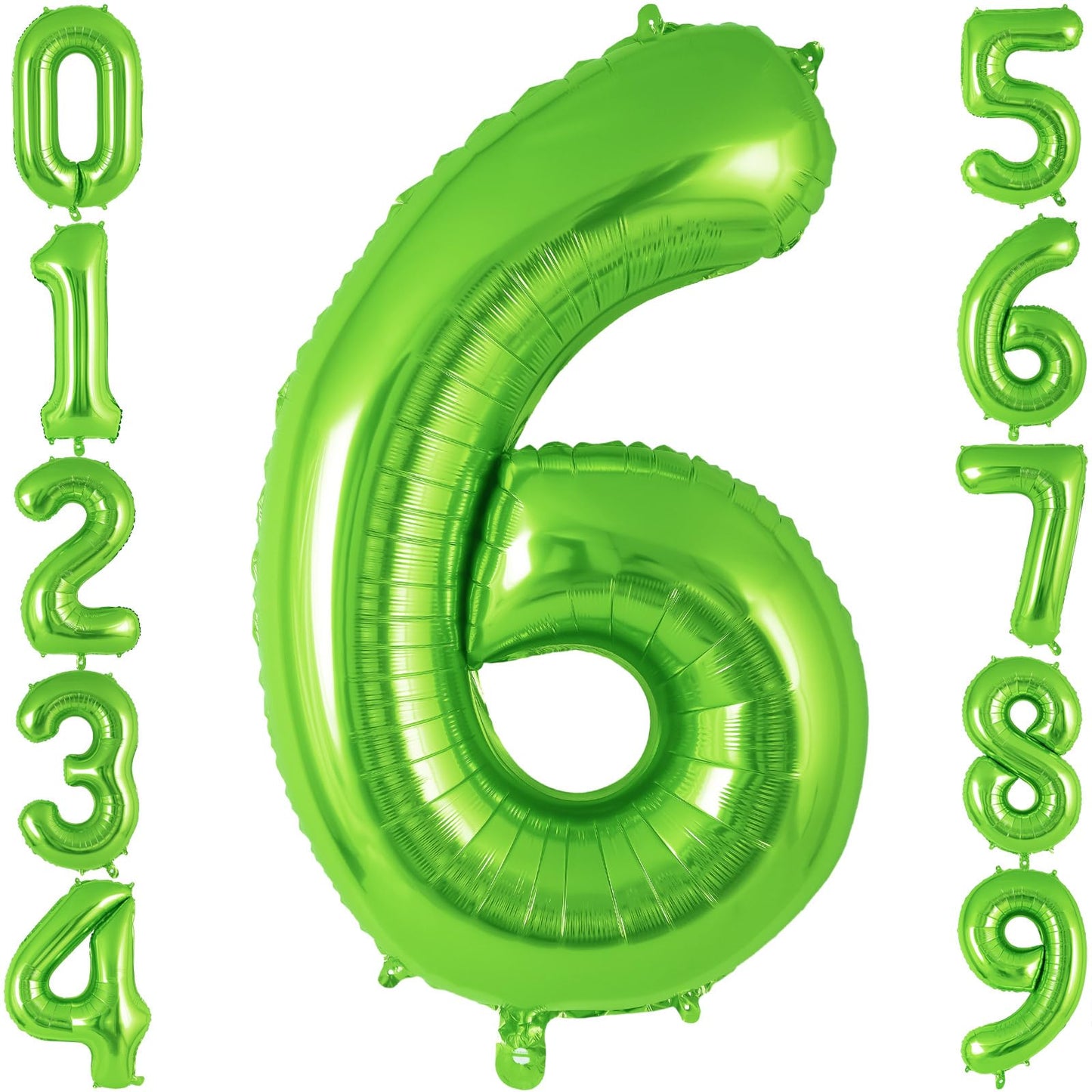 AIQINHU Green Foil Number 6 Balloon - 40 Inch Jumbo Mylar for 6th Birthday Party Decorations and Anniversary Celebrations