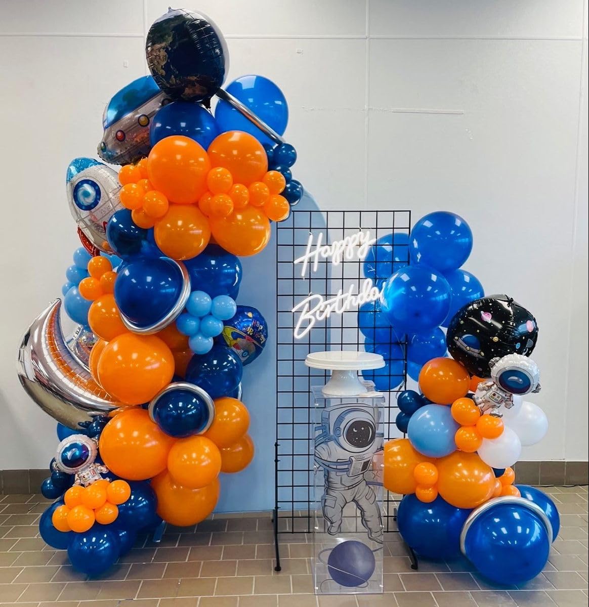 Blue And Orange Balloons, 50 Pcs 12 Inch Orange Royal Blue Metallic Silver Balloons With Ribbons For Birthday Party Wedding Baby