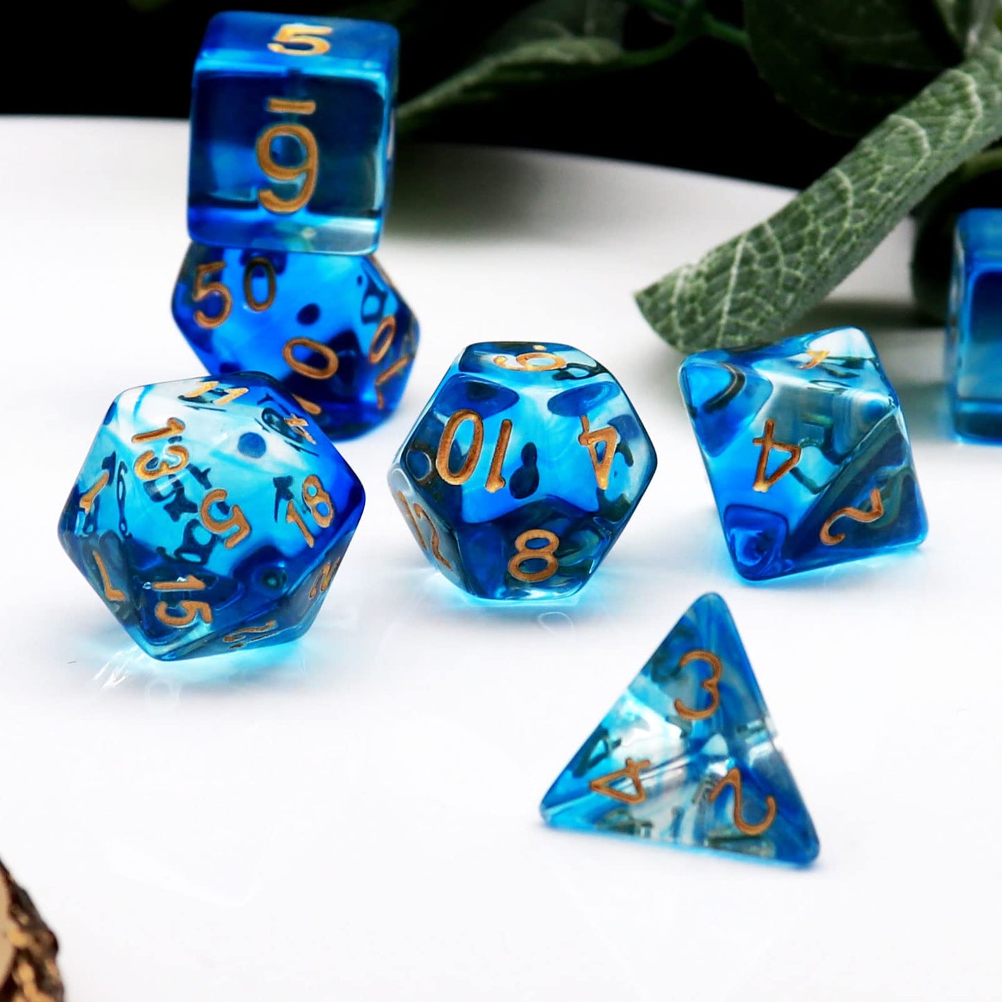 Haxtec 11 Piece Dice Set Extra D6 D20 Compatible with Dungeons and Dragons 5e RPG Games-Blue Cloud