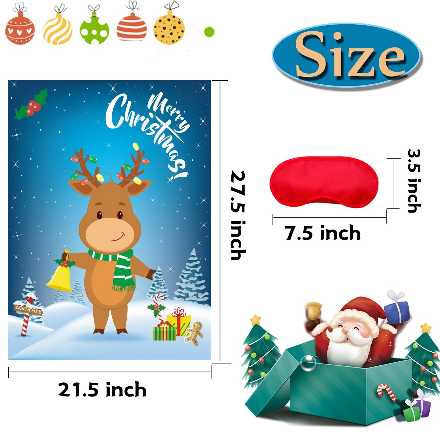 Funnlot Christmas Games for Kids - Pin The Nose on The Reindeer, 24 Reusable Noses Stickers & Blindfold, Holiday Party Fun for All Ages
