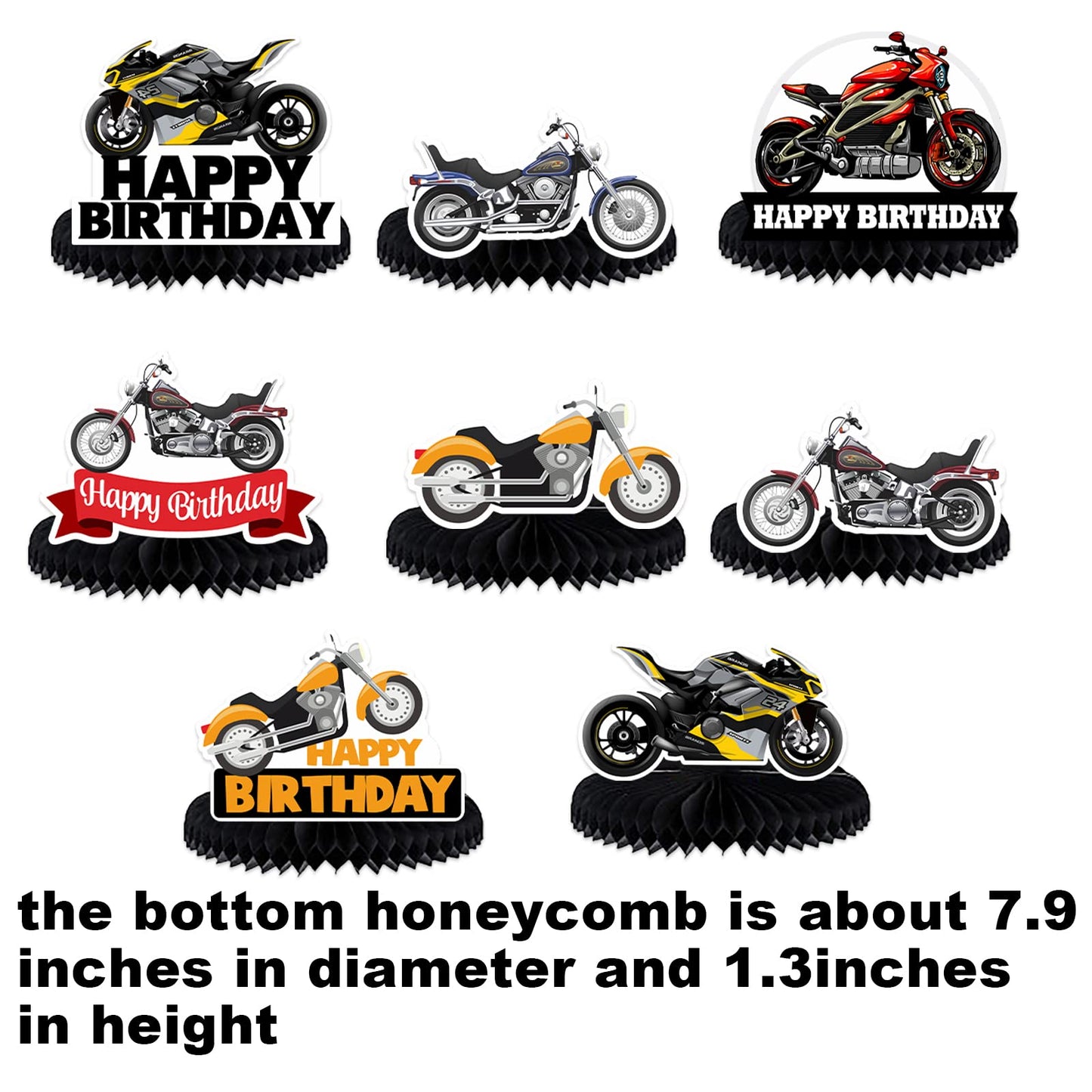 Motorcycle Motorbike Happy Birthday Honeycomb Centerpieces Extreme Soprts Racing Motocross Dirt Bike Theme Decor for Motorcycle