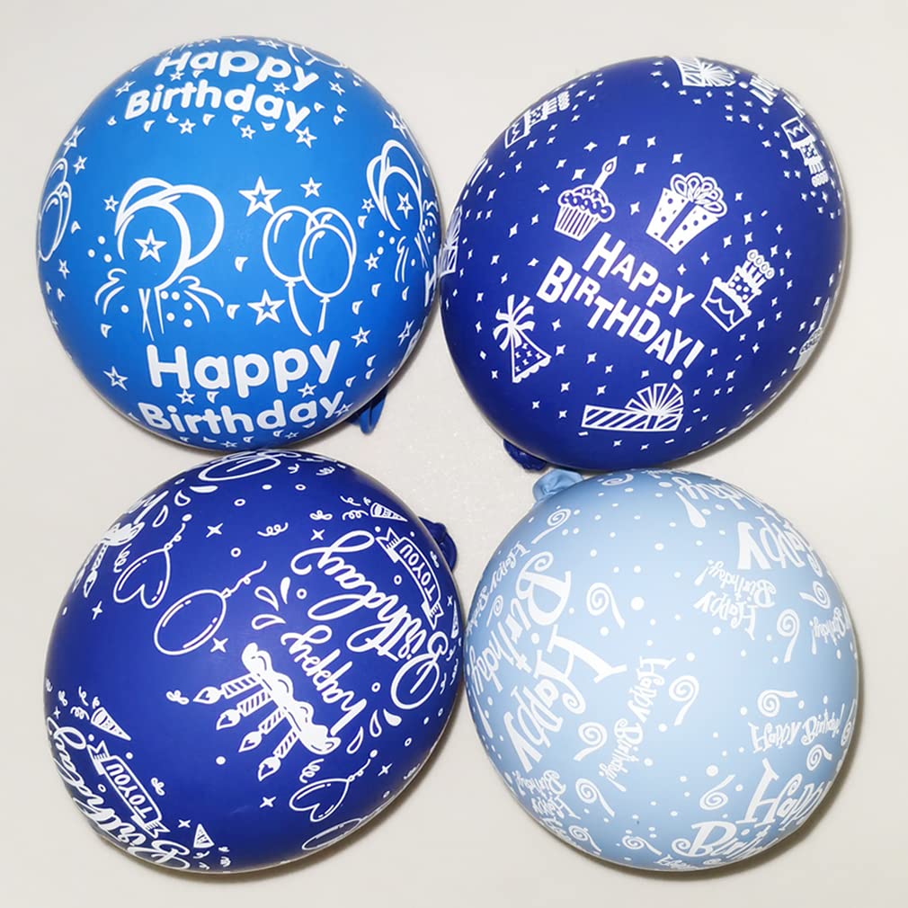TAIHEBB 52 Pcs Blue Birthday Balloons, Rubber Material, Party Pattern, Suitable for Kids, Model BSO025